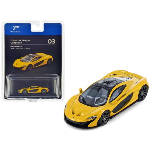 McLaren P1 Volcano Yellow Metallic with Black Top 'Hypercar League Collection' 1/64 Diecast Model Car by PosterCars