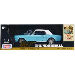 1964 1/2 Ford Mustang Light Blue with White Top James Bond 007 'Thunderball' (1965) Movie 'James Bond Collection' Series 1/18 Diecast Model Car by Motormax