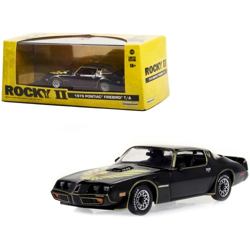 1979 Pontiac Firebird T/A Trans Am Black with Hood Phoenix 'Rocky II (1979) Movie' 1/43 Diecast Model Car by Greenlight