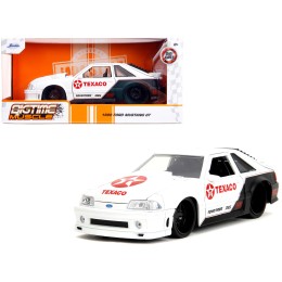 1989 Ford Mustang GT 'Texaco' White and Matt Black with Graphics 'Bigtime Muscle' Series 1/24 Diecast Model Car by Jada