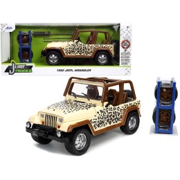 1992 Jeep Wrangler Tan and Brown with Graphics and Extra Wheels 'Just Trucks' Series 1/24 Diecast Model Car by Jada
