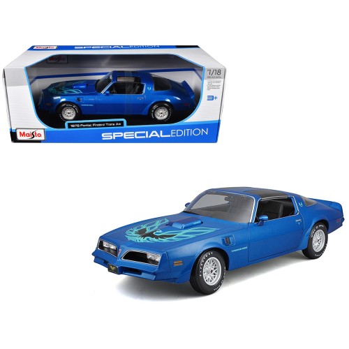 1978 Pontiac Firebird Trans Am Blue Metallic with Hood Graphics 'Special Edition' Series 1/18 Diecast Model Car by Maisto