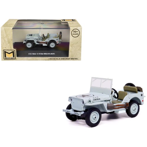Willys Jeep 1/4-Ton Car Light Blue 'United States Navy' 1/43 Diecast Model by Militaria Die Cast