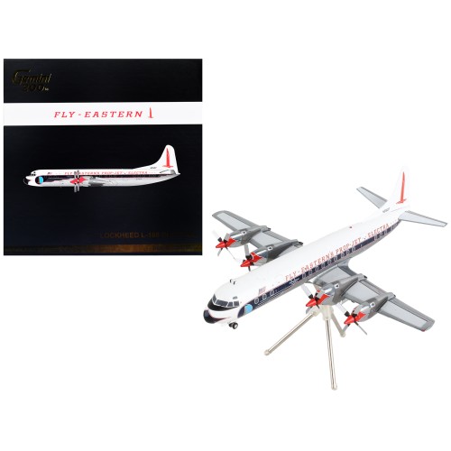 Lockheed L-188 Electra Commercial Aircraft 'Eastern Air Lines' White with Blue Stripes 'Gemini 200' Series 1/200 Diecast Model Airplane by GeminiJets