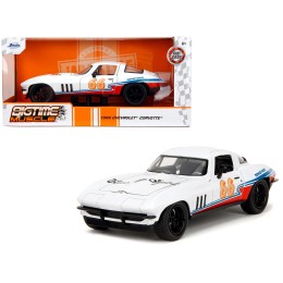 1966 Chevrolet Corvette #66 'Racing Spirit' White with Graphics 'Bigtime Muscle' Series 1/24 Diecast Model Car by Jada