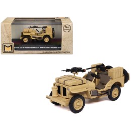 British SAS 1/4-Ton Willys Jeep with Vickers K Machine Gun Desert Sand 'British Royal Army' 1/43 Diecast Model by Militaria Die Cast