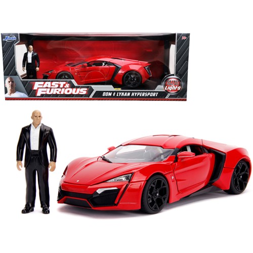Lykan Hypersport Red with Lights and Dom Figurine 'Fast & Furious' Movie 1/18 Diecast Model Car by Jada
