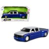 1999 Chevrolet Silverado Dually Pickup Truck Blue Metallic and Silver with Stock Wheels 'Just Trucks' Series 1/24 Diecast Model Car by Jada