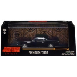 1971 Plymouth Barracuda Black 'John Wick: Chapter 4' (2023) Movie 'Hollywood' Series 1/43 Diecast Model Car by Greenlight