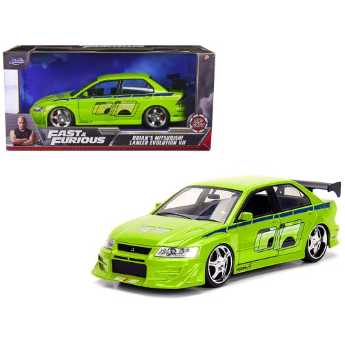 Brian's Mitsubishi Lancer Evolution VII Green with Graphics 'Fast & Furious' Movie 1/24 Diecast Model Car by Jada