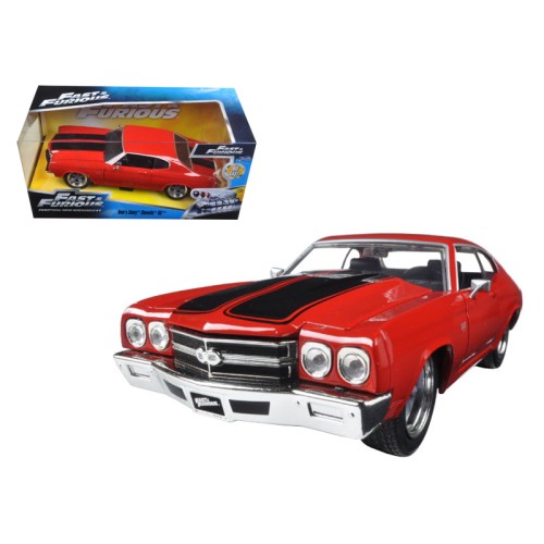 Dom's Chevrolet Chevelle SS Red with Black Stripes 'Fast & Furious' Movie 1/24 Diecast Model Car by Jada