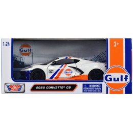 2020 Chevrolet Corvette C8 #52 White and Light Blue with Stripes 'Gulf Oil' 'Gulf Die-Cast Collection' 1/24 Diecast Model Car by Motormax