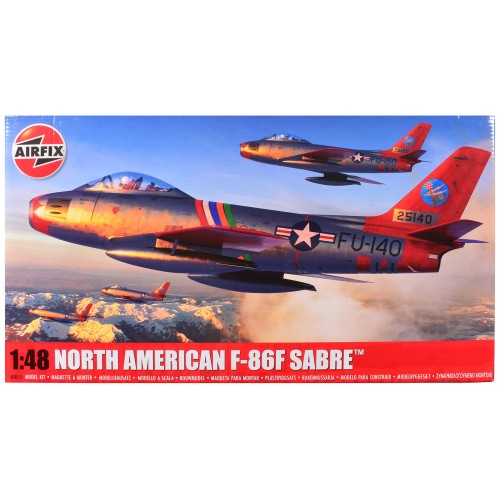 Level 2 Model Kit North American F-86F Sabre Aircraft with 2 Scheme Options 1/48 Plastic Model Kit by Airfix