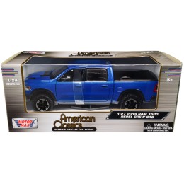 2019 RAM Rebel 1500 Crew Cab Pickup Truck Blue Metallic 'American Classics' Series 1/24-1/27 Diecast Model Car by Motormax