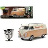 Volkswagen Bus 'WheelJack' Tan and Beige 'Frank's TV Repair' and Transformers Logo Diecast Statue 'Transformers: Rise of the Beasts' (2023) Movie 'Hollywood Rides' Series 1/24 Diecast Model Car by Jada