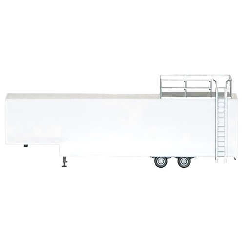 Race Horse Transport Trailer White 1/87 (HO) Plastic Model by Promotex