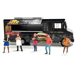Food Truck 'The Burger Truck' Black with Graphics 1/64 Diecast Model by American Diorama