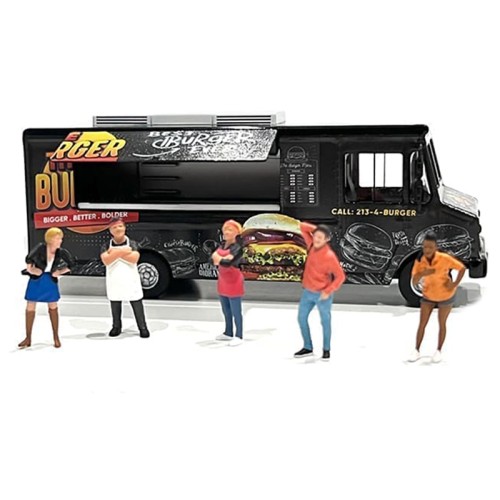 Food Truck 'The Burger Truck' Black with Graphics 1/64 Diecast Model by American Diorama