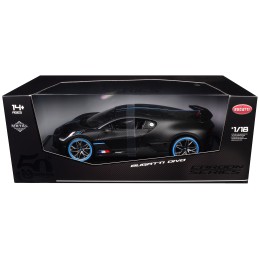 Bugatti Divo Carbon Fiber with Blue Accents 'Carbon Series - Bburago 50th Anniversary' 1/18 Diecast Model Car by Bburago