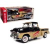 1957 Chevrolet 3100 Stepside Pickup Truck Black and Tan with Graphics 'Leinenkugle's Beer The Pride of Chippewa Falls' 1/18 Diecast Model by Auto World