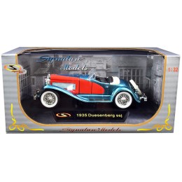 1935 Duesenberg SSJ Convertible Blue and Red 1/32 Diecast Model Car by Signature Models