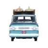 1961 Chevrolet Corvair Greenbrier Passenger Wagon Van Turquoise Metallic and Cameo White with Surfboards on Roof 1/87 (HO) Scale Diecast Model Car by Oxford Diecast