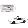 1987-1993 Ford Mustang SSP White Police Car with Light Bar 'Hot Pursuit' 'Hobby Exclusive' Series 1/64 Diecast Model Car by Greenlight