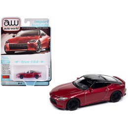 2023 Nissan Z Passion Red Metallic with Black Top 'Import Legends' Series 1/64 Diecast Model Car by Auto World