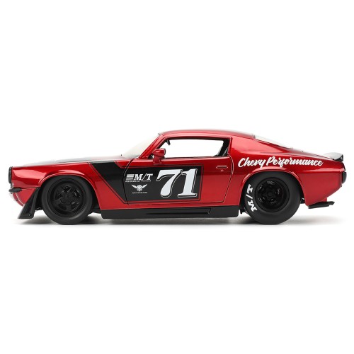 1971 Chevrolet Camaro #71 Red Metallic with Black Stripes 'Bigtime Muscle' Series 1/24 Diecast Model Car by Jada