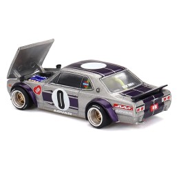 Nissan Skyline 2000GT-R (KPGC10) 'Kaido Works V1' RHD (Right Hand Drive) #0 Silver Metallic with Purple Stripes (Designed by Jun Imai) 'Kaido House' Special 1/64 Diecast Model Car by Mini GT