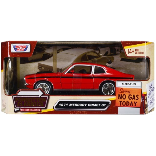 1971 Mercury Comet GT Red with Black Stripes 'Forgotten Classics' Series 1/24 Diecast Model Car by Motormax
