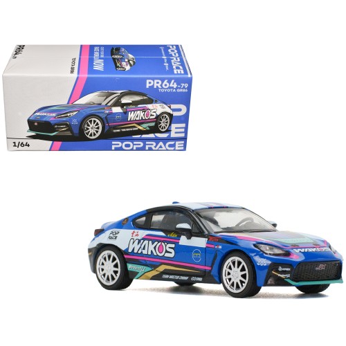 Toyota GR86 'Wako's' Blue with Graphics 1/64 Diecast Model Car by Pop Race