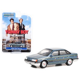 1986 Ford Taurus Blue Metallic 'Zalinsky Auto Parts' Crash Test Vehicle 'Tommy Boy' (1995) Movie 'Hollywood Series' Release 38 1/64 Diecast Model Car by Greenlight