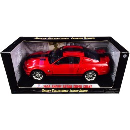 2008 Ford Shelby Mustang GT500 Super Snake Red with Black Stripes 'Shelby Collectibles Legend' Series 1/18 Diecast Model Car by Shelby Collectibles