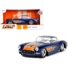 1957 Chevrolet Corvette Dark Blue with Flame Graphics and White Interior 'Bigtime Muscle' Series 1/24 Diecast Model Car by Jada