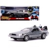 DeLorean Brushed Metal Time Machine with Lights (Flying Version) 'Back to the Future Part II' (1989) Movie 'Hollywood Rides' Series 1/24 Diecast Model Car by Jada