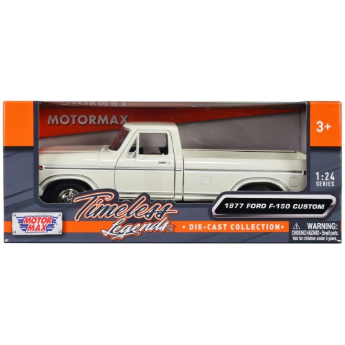 1977 Ford F-150 Custom Pickup Truck White 'Timeless Legends' Series 1/24 Diecast Model Car by Motormax