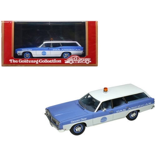 1970 Ford Galaxie Station Wagon Blue and White with Blue Interior 'Pan-American Airlines Ground Crew' Limited Edition to 180 pieces Worldwide 1/43 Model Car by Goldvarg Collection
