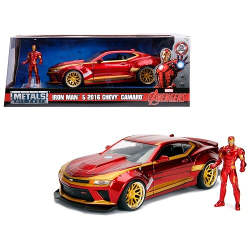 2016 Chevrolet Camaro with Iron Man Diecast Figure 'Marvel' Series 1/24 Diecast Model Car by Jada