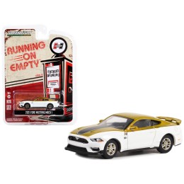 2021 Ford Mustang Mach 1 White and Gold with Black Stripe 'Hurst Performance' 'Running on Empty' Series 15 1/64 Diecast Model Car by Greenlight