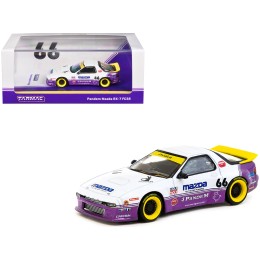 Mazda RX-7 FC3S Pandem RHD (Right Hand Drive) #66 White and Purple with Graphics 'Hobby64' Series 1/64 Diecast Model Car by Tarmac Works