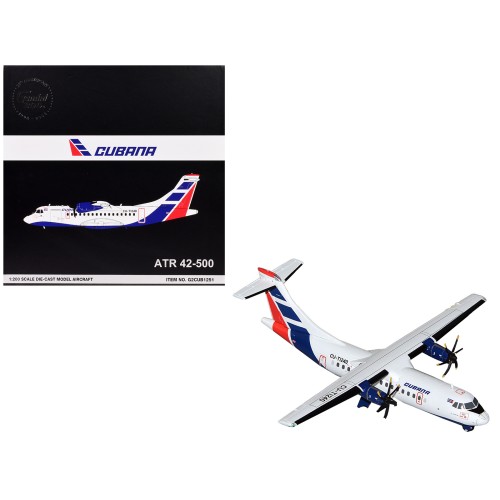 ATR 42-500 Commercial Aircraft 'Cubana' (CU-T1240) White with Blue and Red Tail 'Gemini 200' Series 1/200 Diecast Model Airplane by GeminiJets