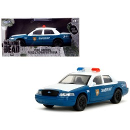 Rick Grimes' Ford Crown Victoria 'Sheriff' Blue and White 'The Walking Dead' (2010-2022) TV Series 'Hollywood Rides' Series 1/32 Diecast Model Car by Jada