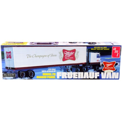 Skill 3 Model Kit Fruehauf FB Beaded Panel Van Trailer 'Miller' 1/25 Scale Model by AMT
