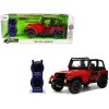 1992 Jeep Wrangler DV8 Off-Road Red with Matt Black Stripes with Extra Wheels 'Just Trucks' Series 1/24 Diecast Model Car by Jada