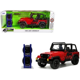 1992 Jeep Wrangler DV8 Off-Road Red with Matt Black Stripes with Extra Wheels 'Just Trucks' Series 1/24 Diecast Model Car by Jada