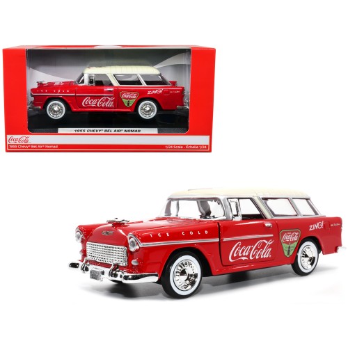 1955 Chevrolet Bel Air Nomad Red with White Top 'Coca-Cola' 1/24 Diecast Model Car by Motor City Classics