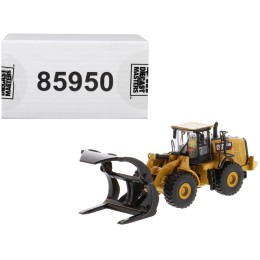 CAT Caterpillar 972M Wheel Loader with Log Fork and Operator 'High Line' Series 1/87 (HO) Scale Diecast Model by Diecast Masters