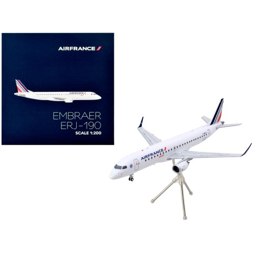 Embraer ERJ-190 Commercial Aircraft 'Air France Hop' (F-HBLN) White with Striped Tail 'Gemini 200' Series 1/200 Diecast Model Airplane by GeminiJets