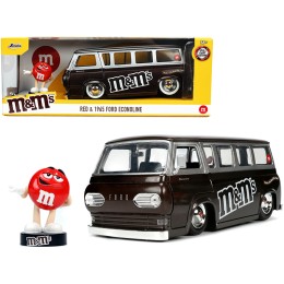 1965 Ford Econoline Bus Brown Metallic and Silver with Red M&M's Diecast Figurine 'Hollywood Rides' Series 1/24 Diecast Model Car by Jada